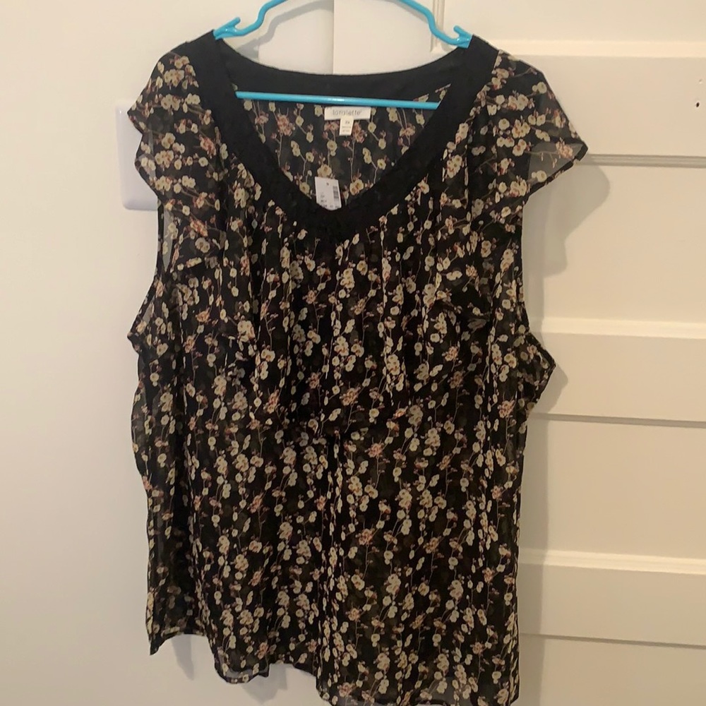 Black v neck see thru shirt